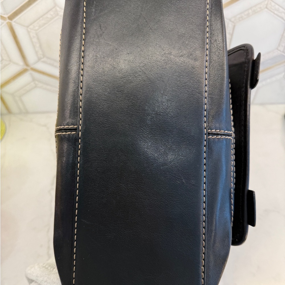 Vintage Y2K Michael Kors satchel black leather gold hardware early 2000s buckles - Picture 8 of 10